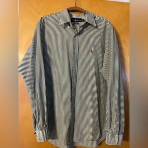 Ralph Lauren Green and White Striped Men's Shirt